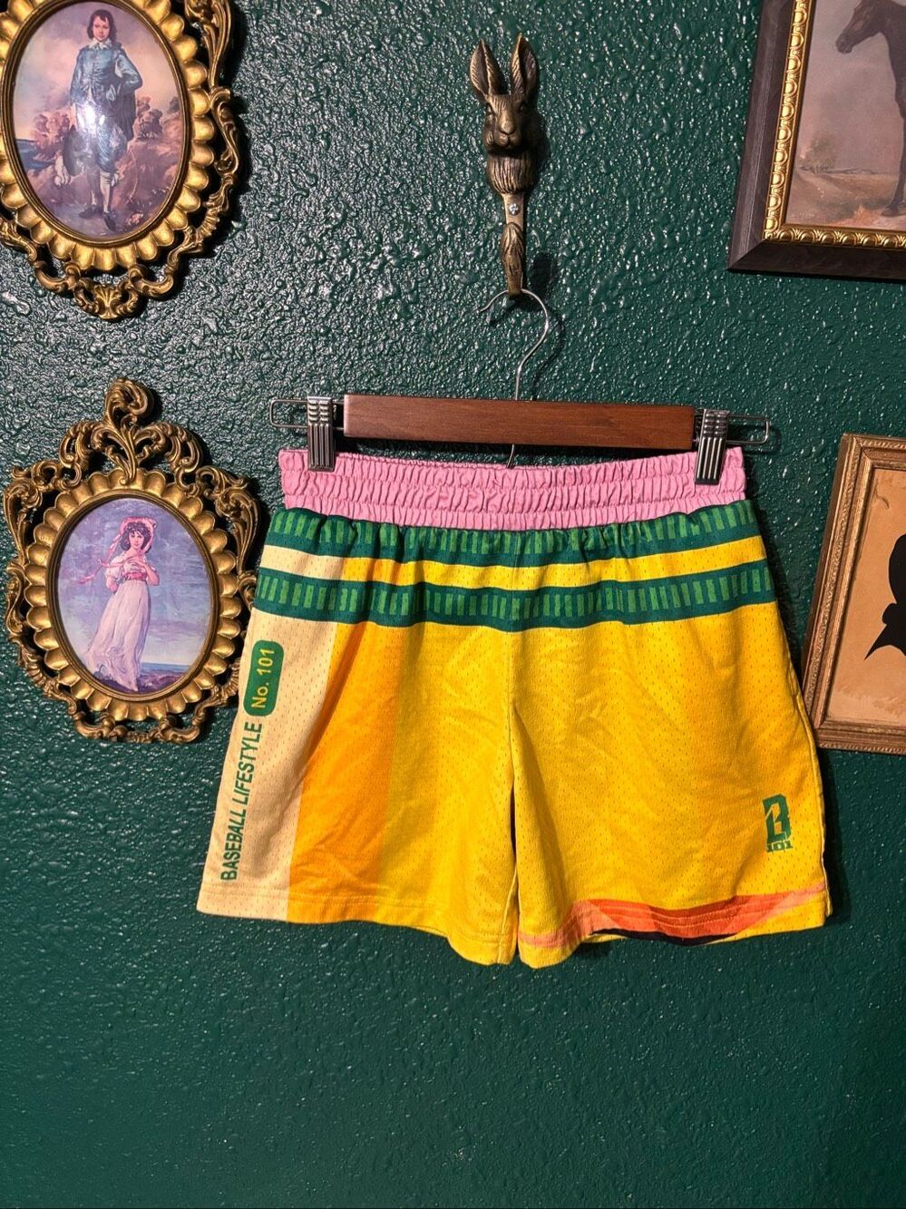 Baseball Lifestyle Yellow Pencil Shorts Sz Youth Medium